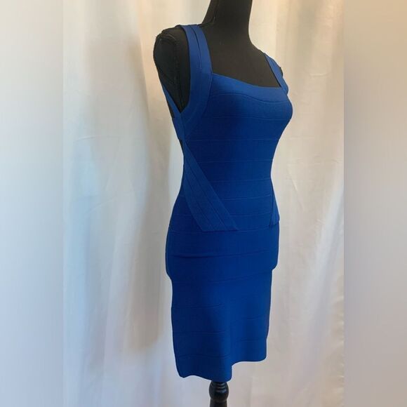 BEBE cobalt blue sleeveless bodycon bandage mini dress Sz S - Picture 5 of 11